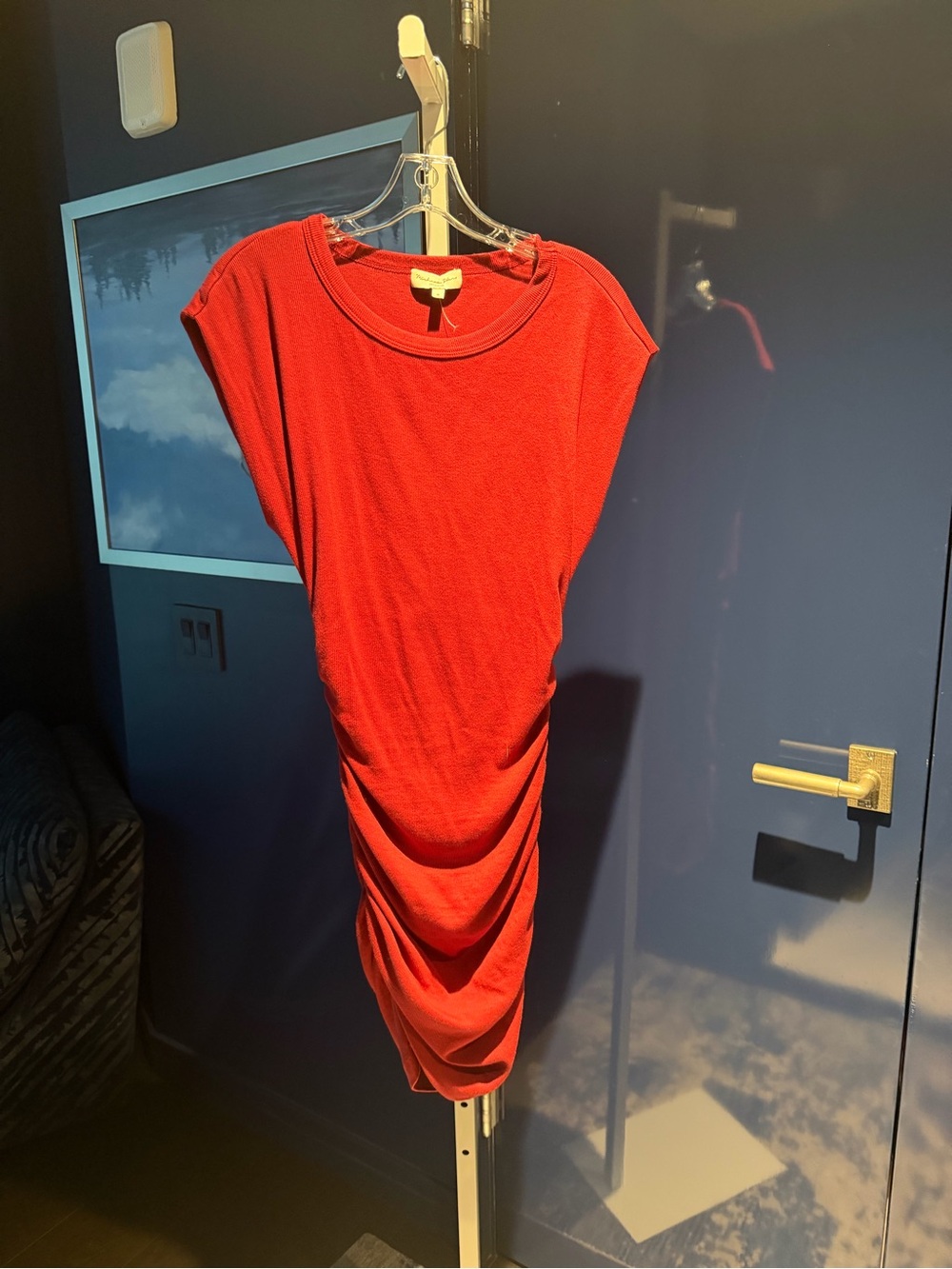 Michael Stars Red Ruched Midi Dress